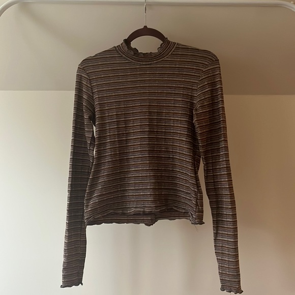 Free People Intimately Fitted Multi-Color Mock Neck Longsleeve - Picture 1 of 5